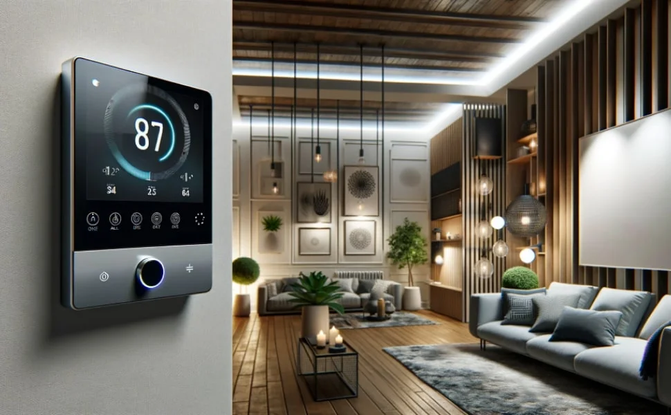 Smart thermostat control panel installed in a Toronto home